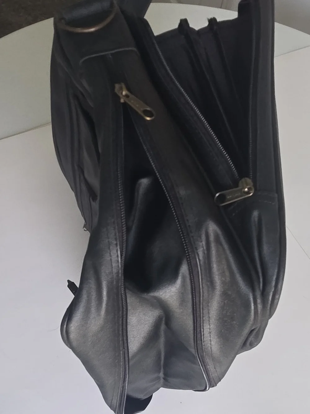 Black Leather Briefcase Messenger Bag for Men